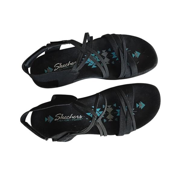 Skechers Reggae Slim Takes Two Black Strappy Slingback Sandals Womans Size 8 - Picture 7 of 8